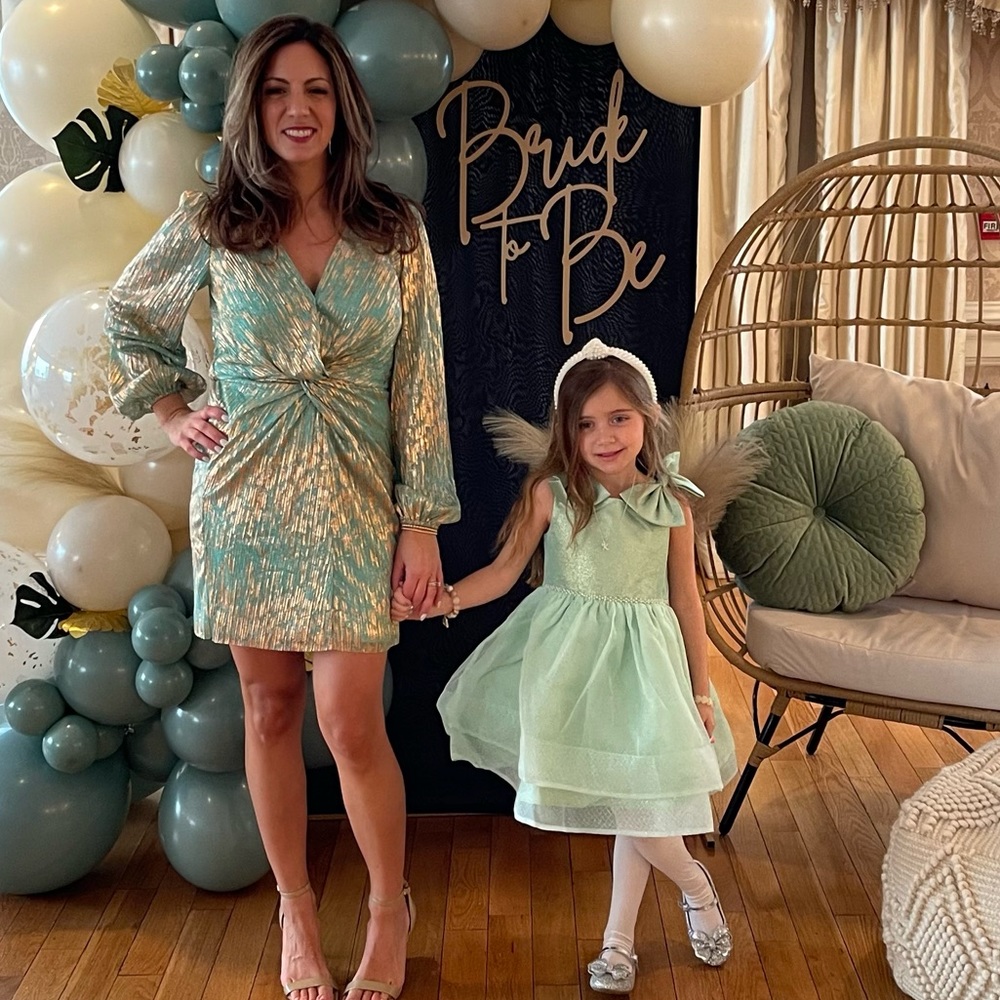 Vici Women’s Mint with Gold Metallic Mini Dress